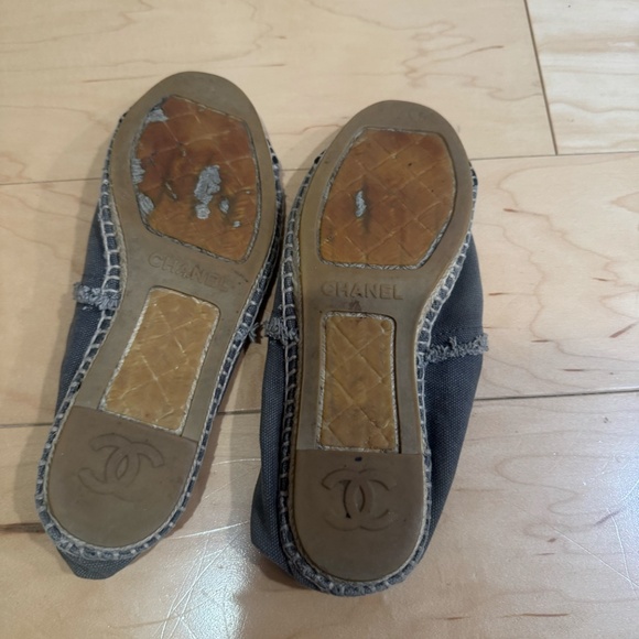 CHANEL Canvas Espadrilles – Gray/Black with CC Logo – Size 36, size 6 - Picture 2 of 3